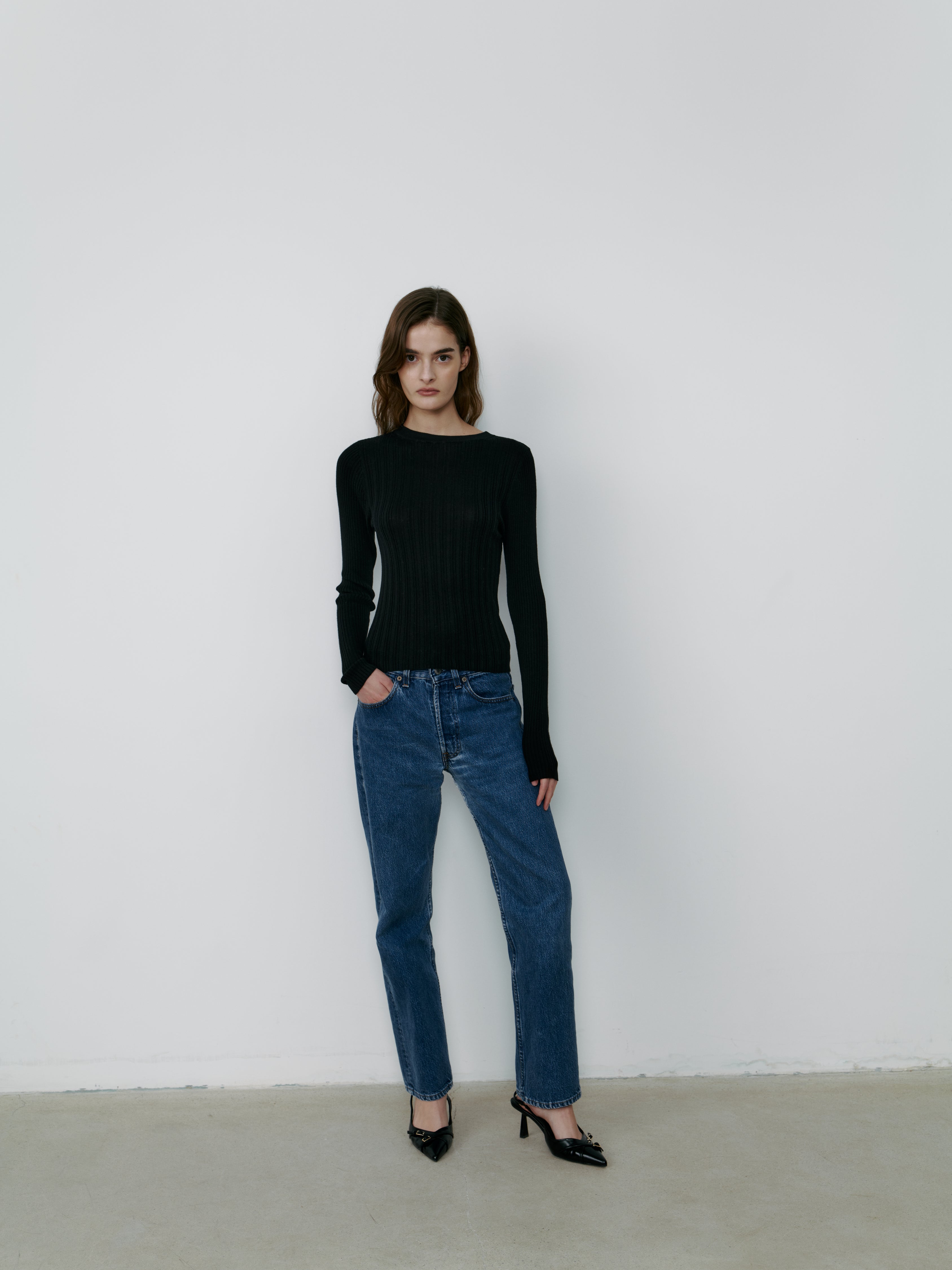 THE SILK RIBBED BOATNECK - BLACK