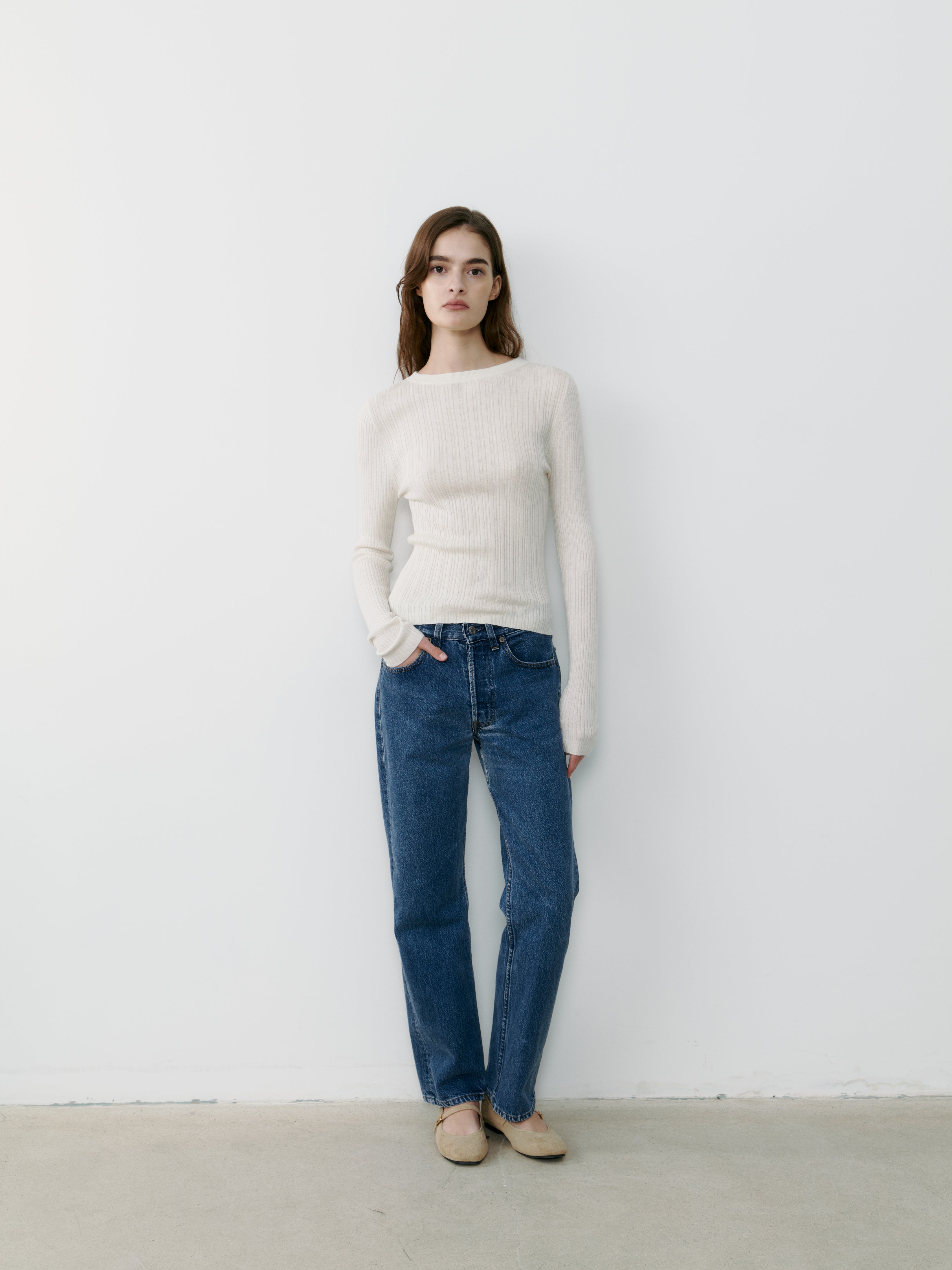 THE SILK RIBBED BOATNECK - ECO WHITE