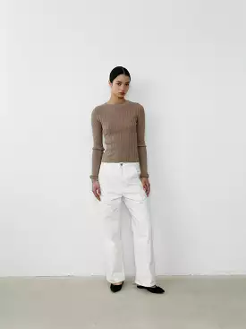 THE SILK RIBBED BOATNECK - MINK