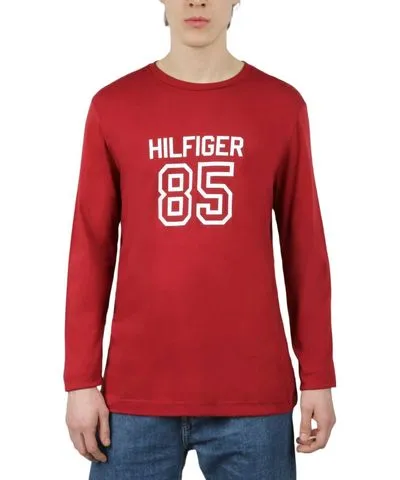 Tommy Hilfiger Long Sleeve Crew Neck Shirt In Currant