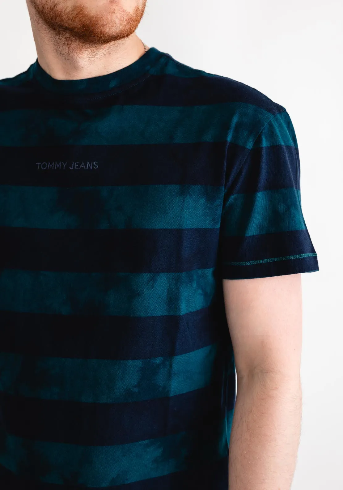 Tommy Jeans Stripe Overdyed T-Shirt, Green & Navy