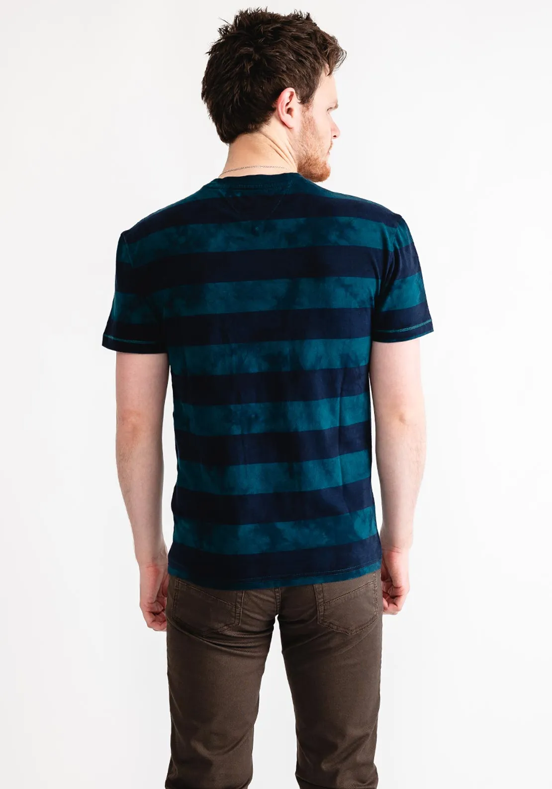 Tommy Jeans Stripe Overdyed T-Shirt, Green & Navy