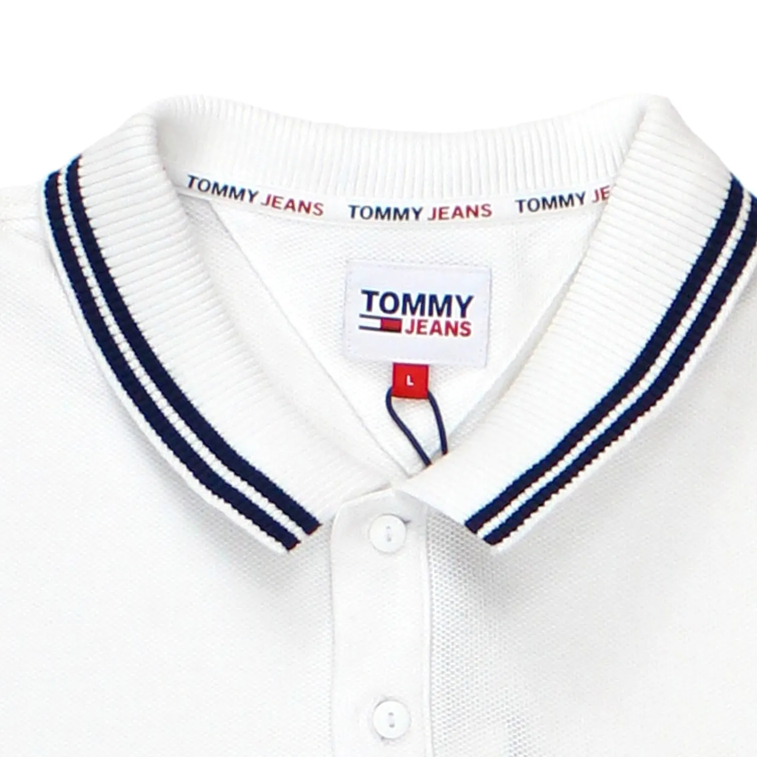 Tommy Jeans White Pique & Mesh Polo Shirt