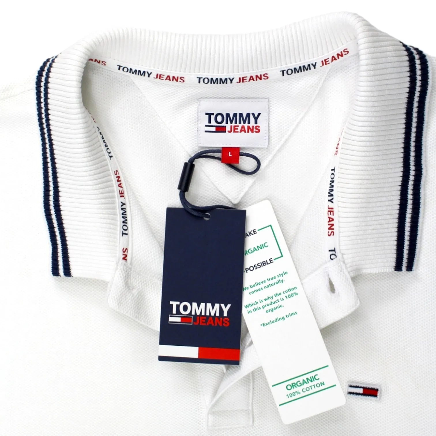 Tommy Jeans White Pique & Mesh Polo Shirt