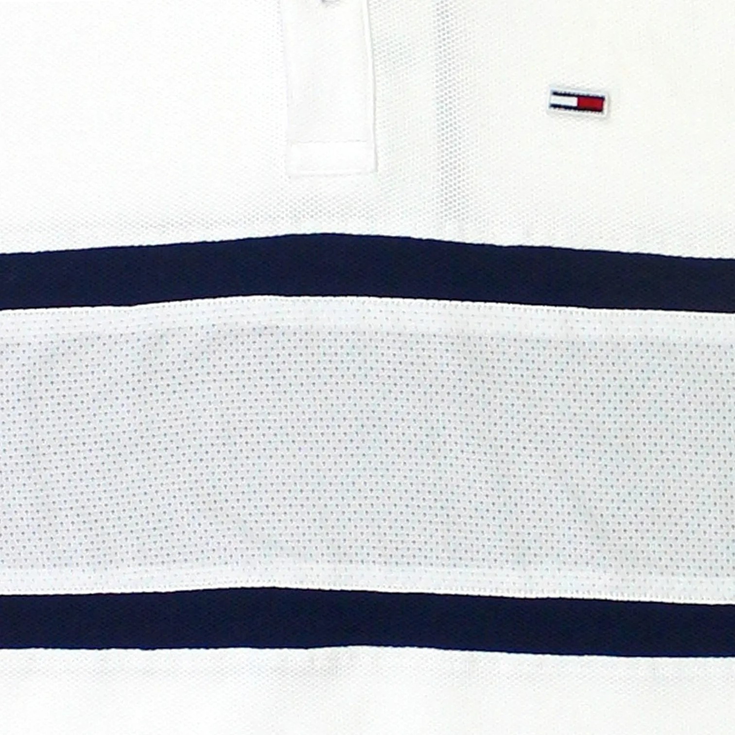 Tommy Jeans White Pique & Mesh Polo Shirt