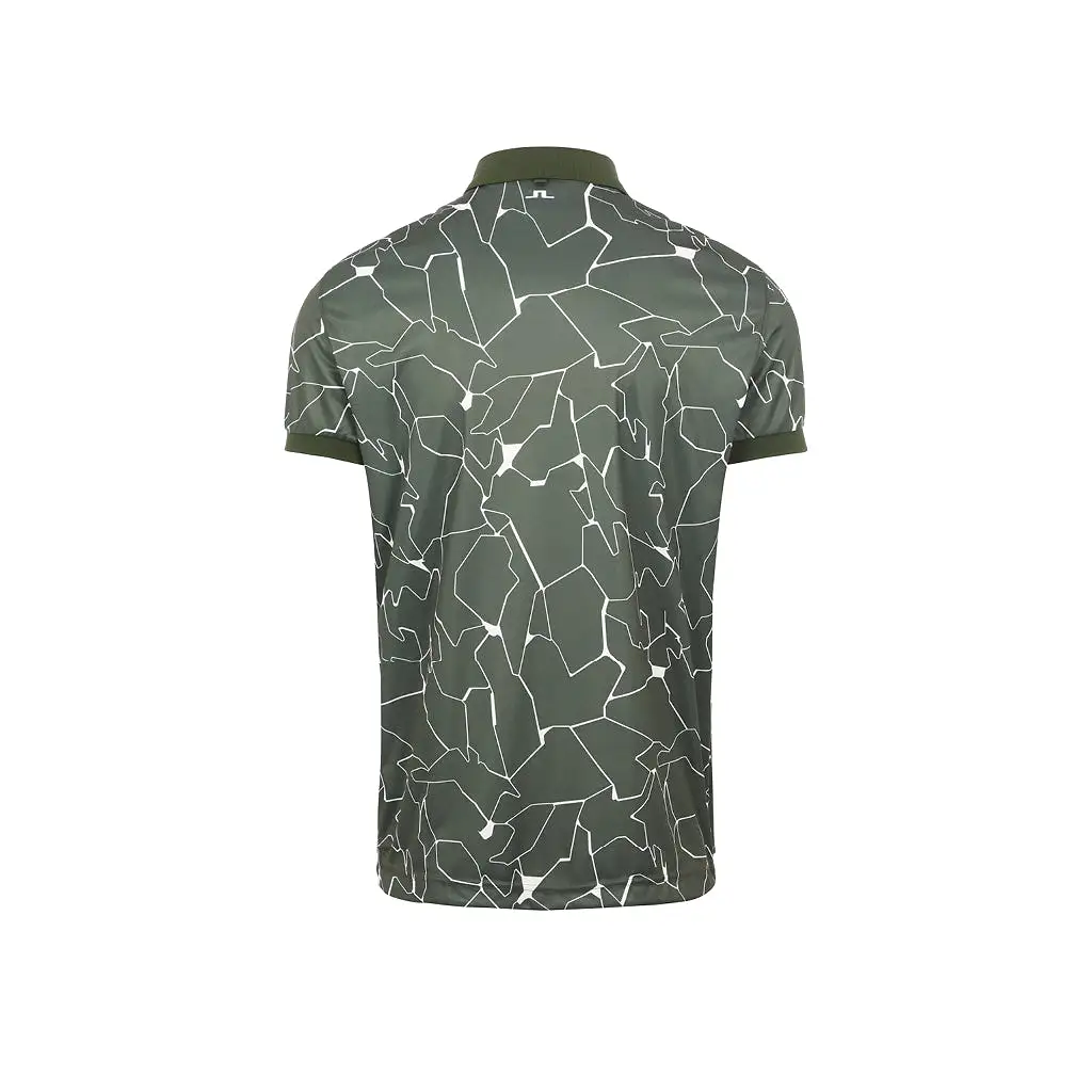 Tour Tech Reg Fit Print Polo Slit Thyme Green