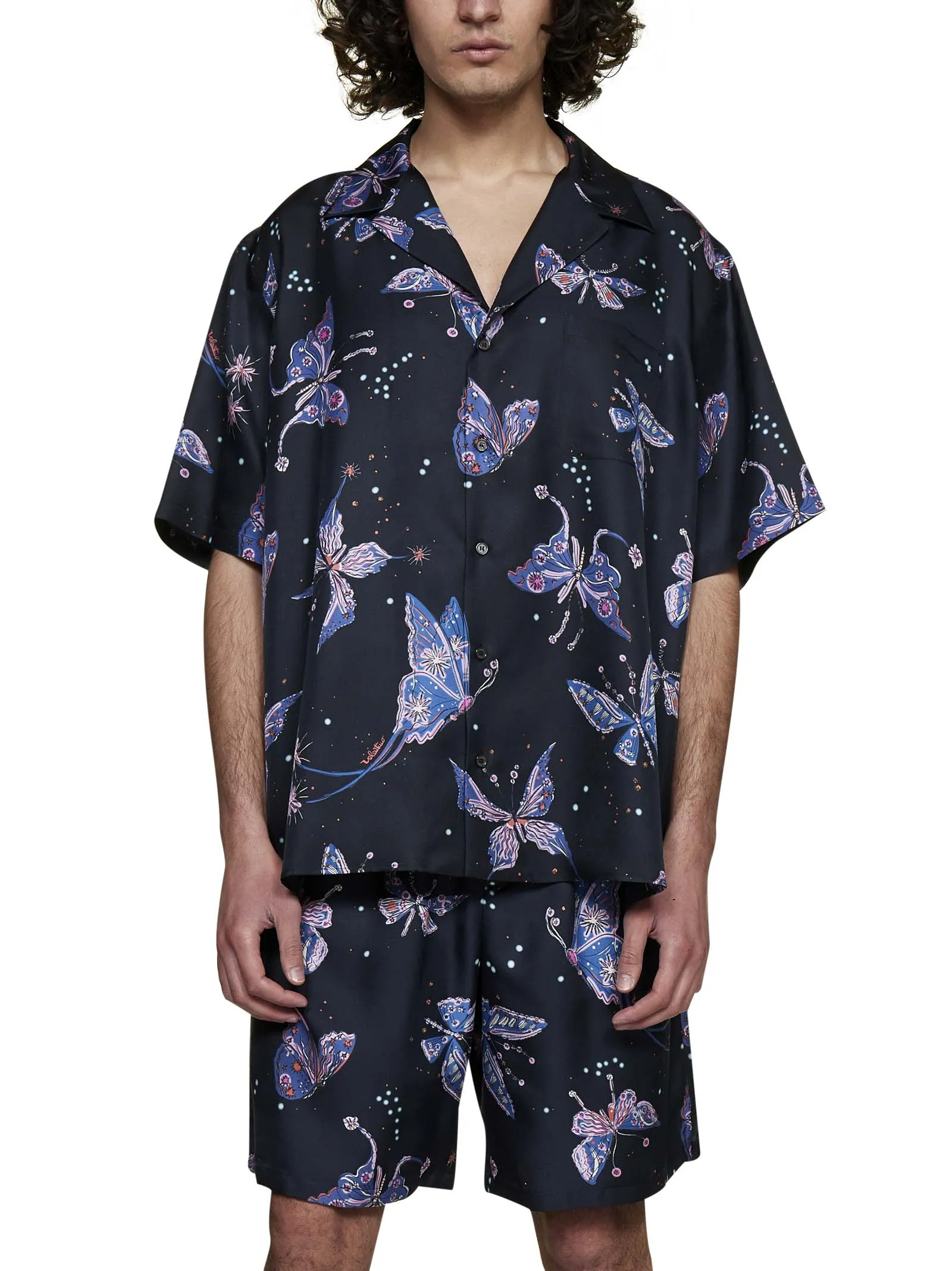 Valentino Butterfly Printed Short-Sleeved Shirt