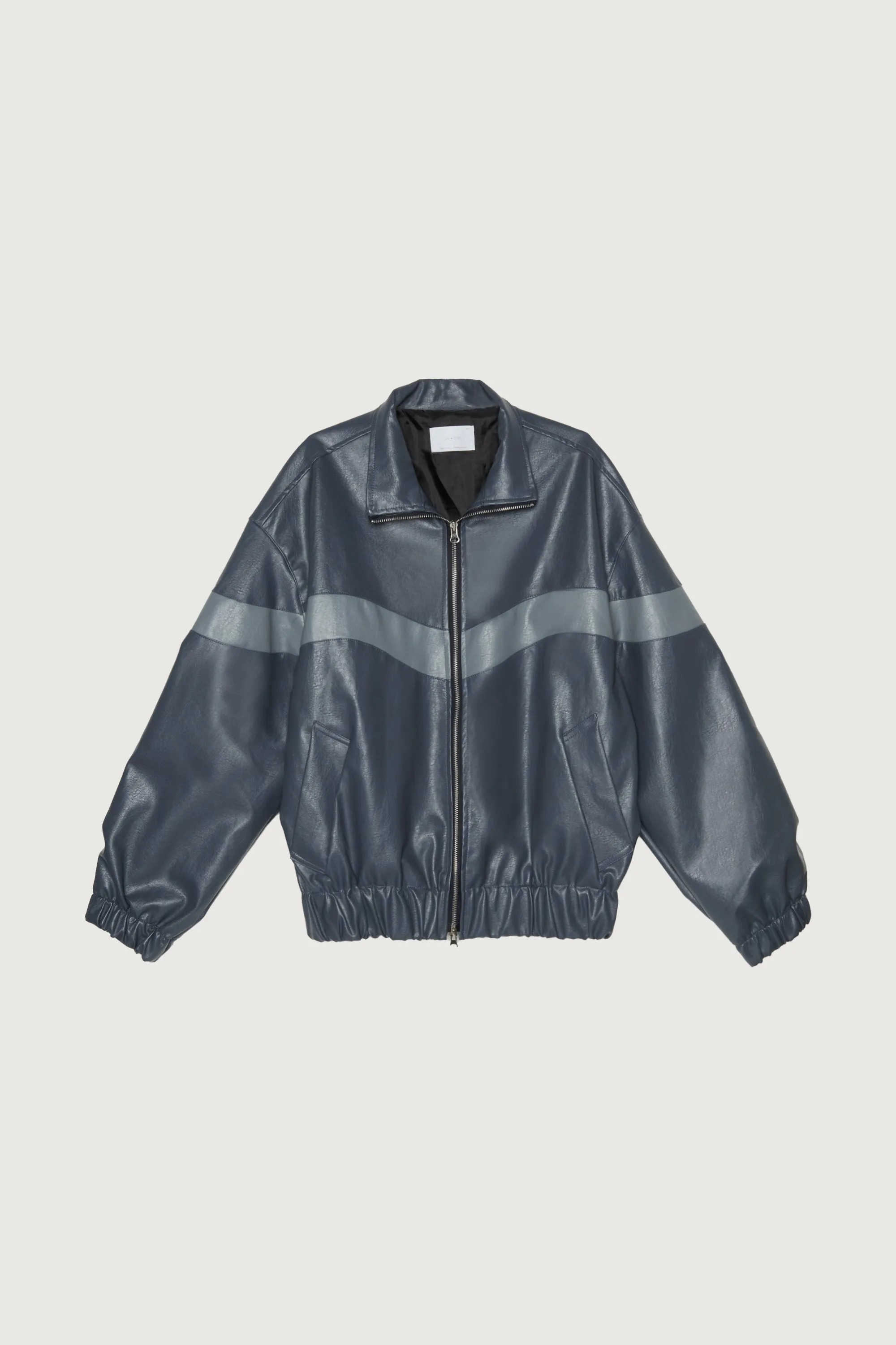 VEGAN LEATHER MOCKNECK RACER JACKET