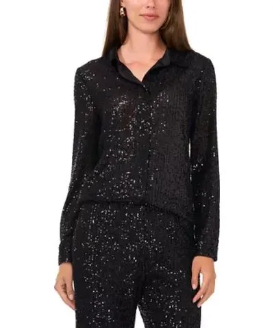 Vince Camuto Women's Long Sleeve Sequin Shirt