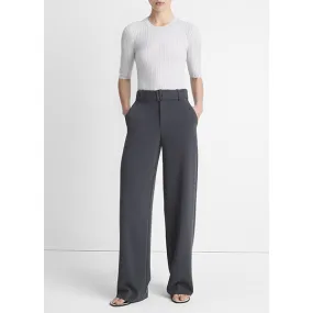 Vince High Waisted Belted Wide Leg Trouser Graphite