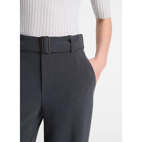 Vince High Waisted Belted Wide Leg Trouser Graphite