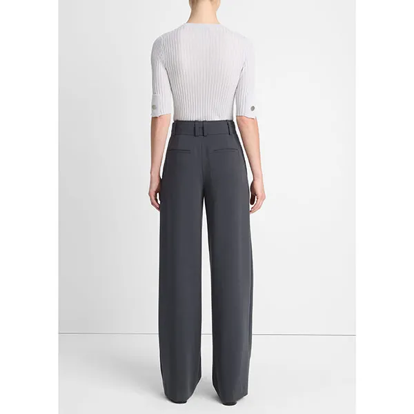 Vince High Waisted Belted Wide Leg Trouser Graphite