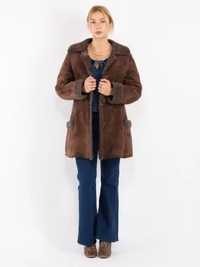 Vintage 70's Women Sheepskin Coat in Brown