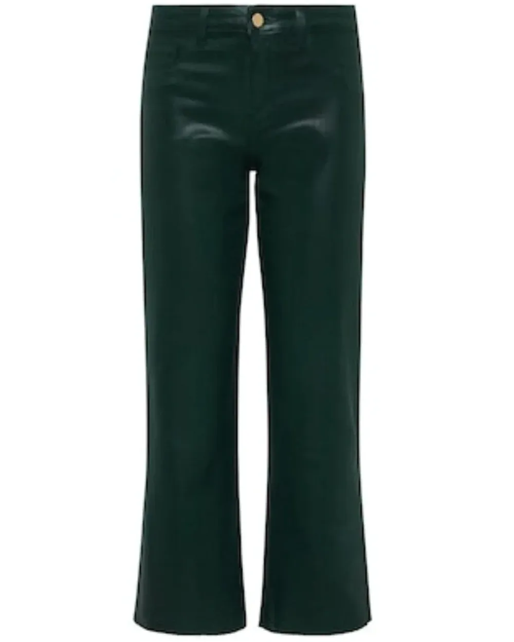 Wanda High Rise Wide Leg Crop Jean in Forest Green Coated