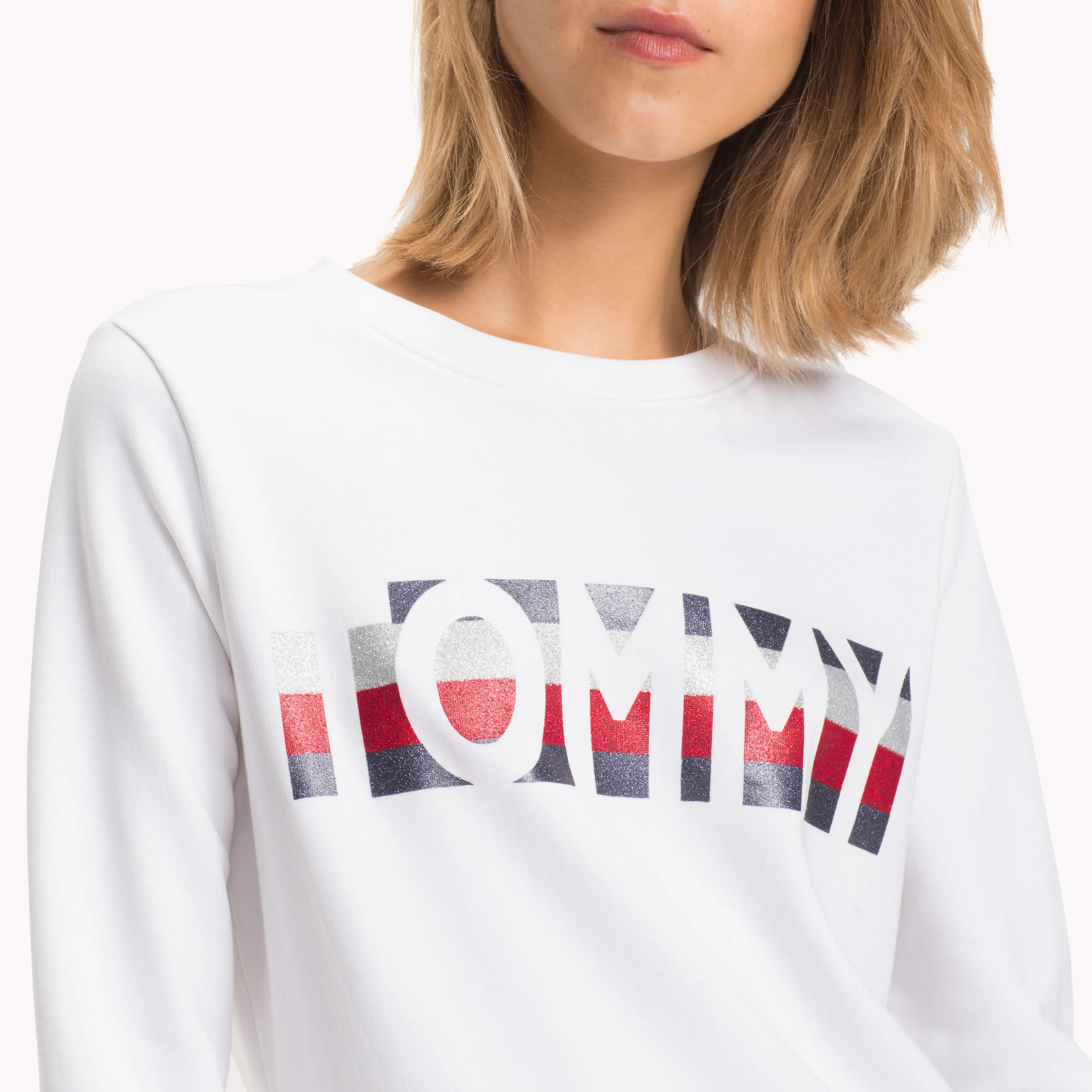 White Global Stripe Logo Sweatshirt | Sweatshirts & Hoodies | Tommy Hilfiger