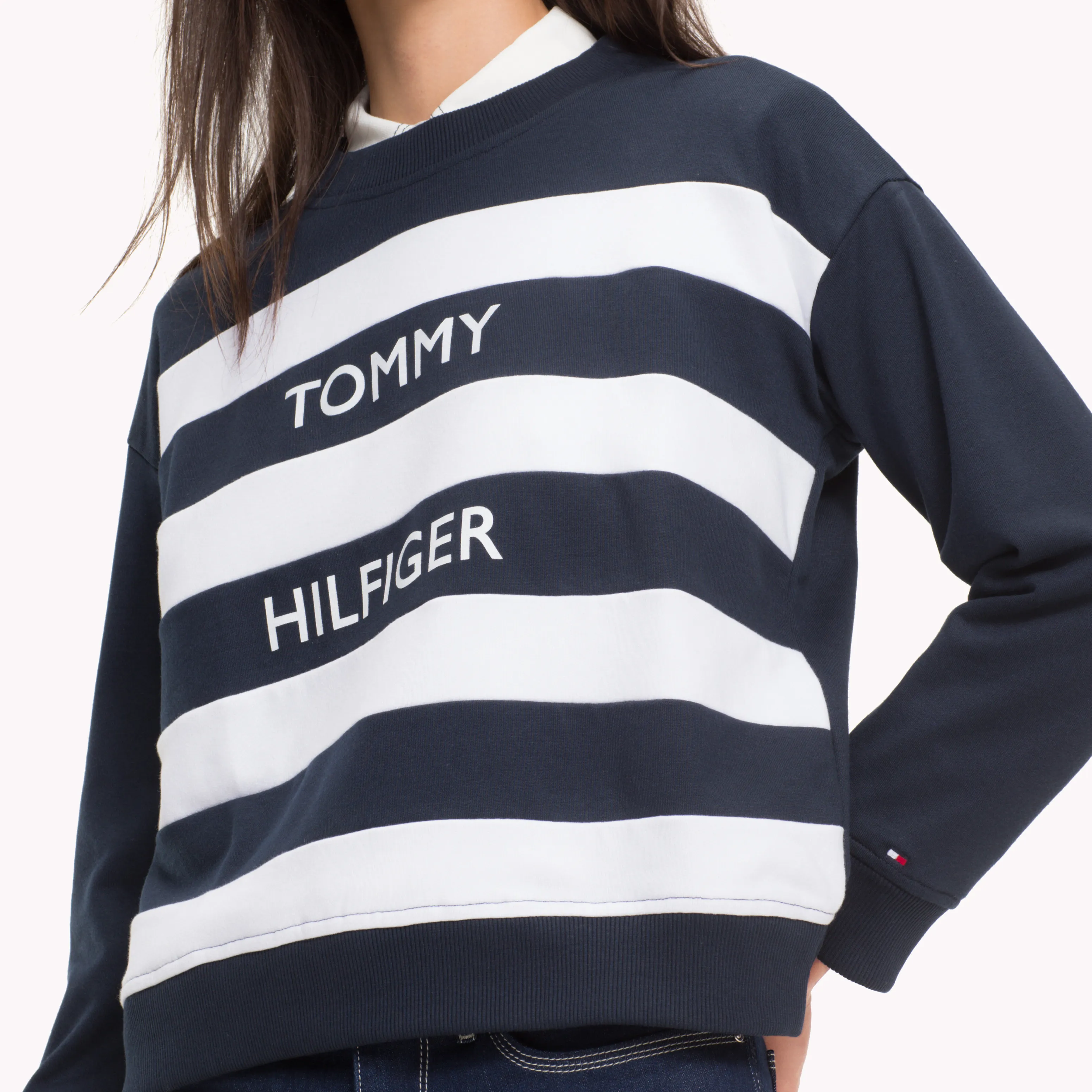 White Regular Fit Stripe Sweatshirt | Sweatshirts & Hoodies | Tommy Hilfiger