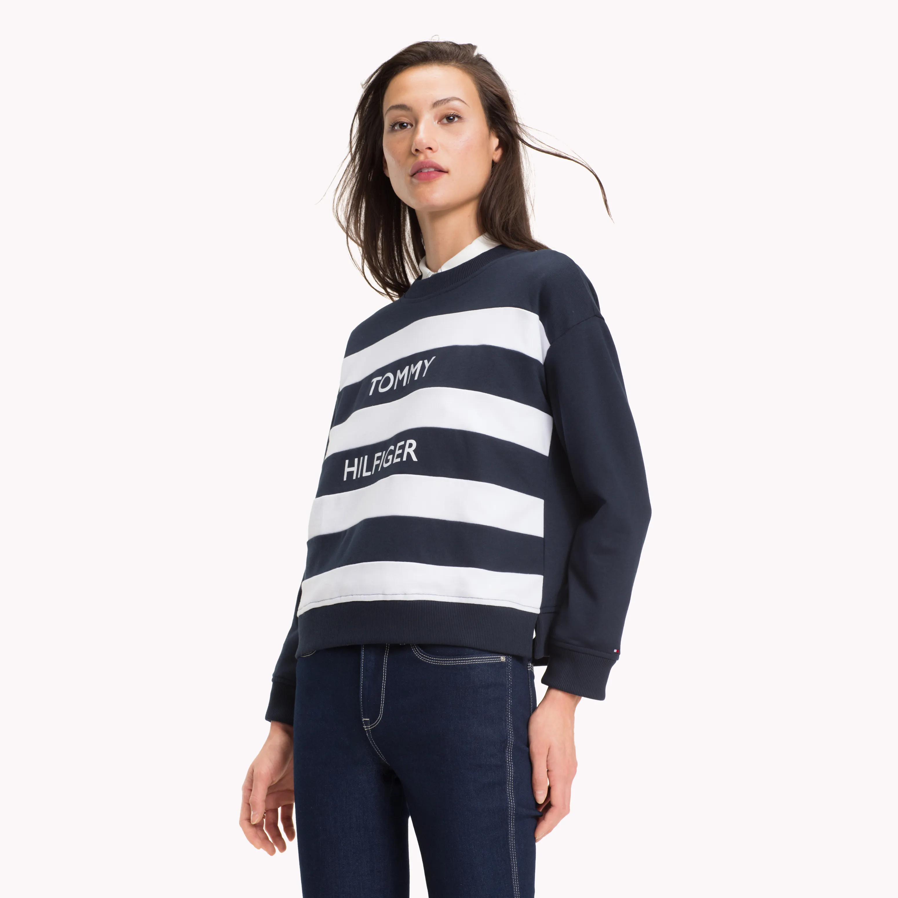 White Regular Fit Stripe Sweatshirt | Sweatshirts & Hoodies | Tommy Hilfiger