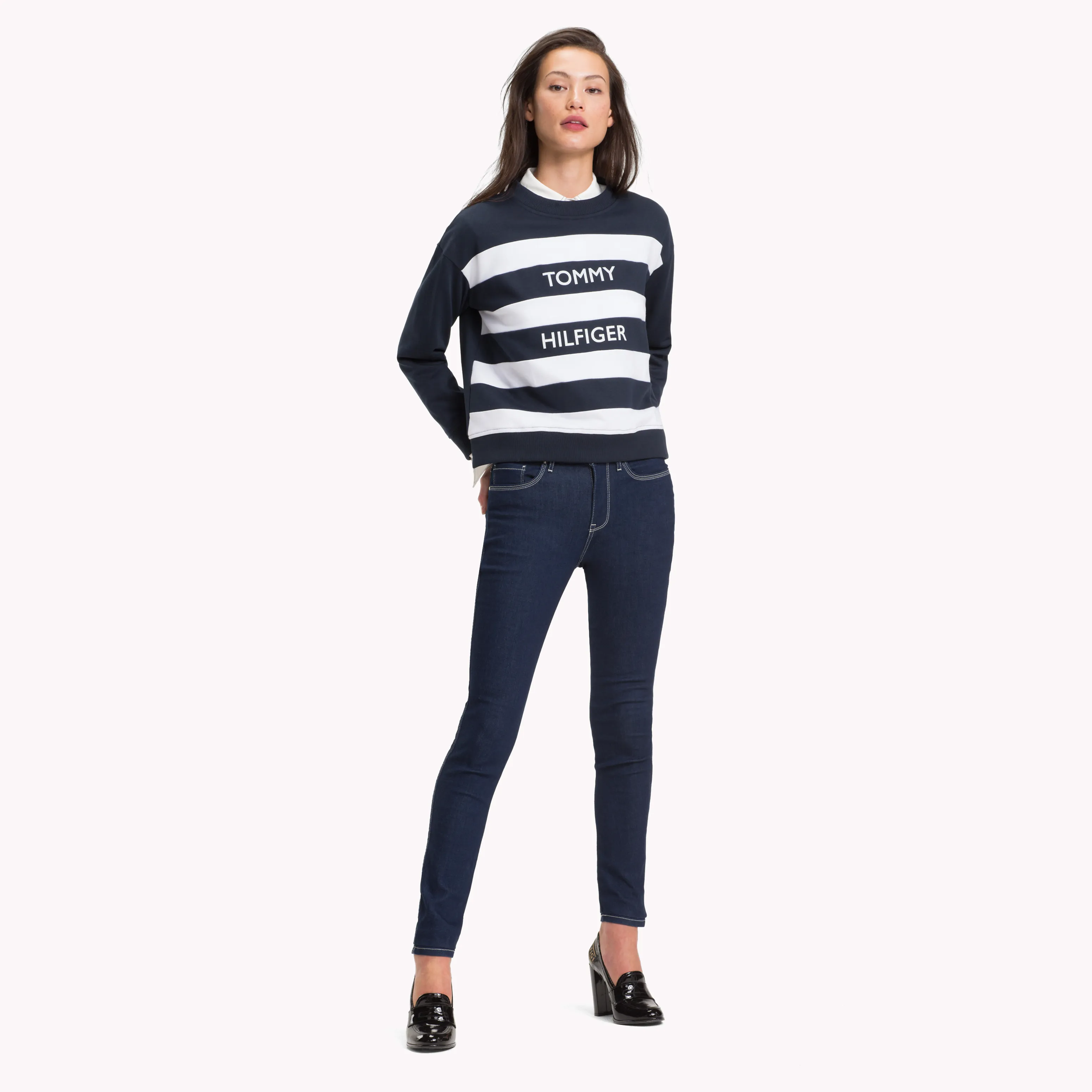 White Regular Fit Stripe Sweatshirt | Sweatshirts & Hoodies | Tommy Hilfiger