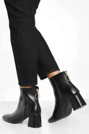 Wide Width Zip Detail Pu Block Heel Boot