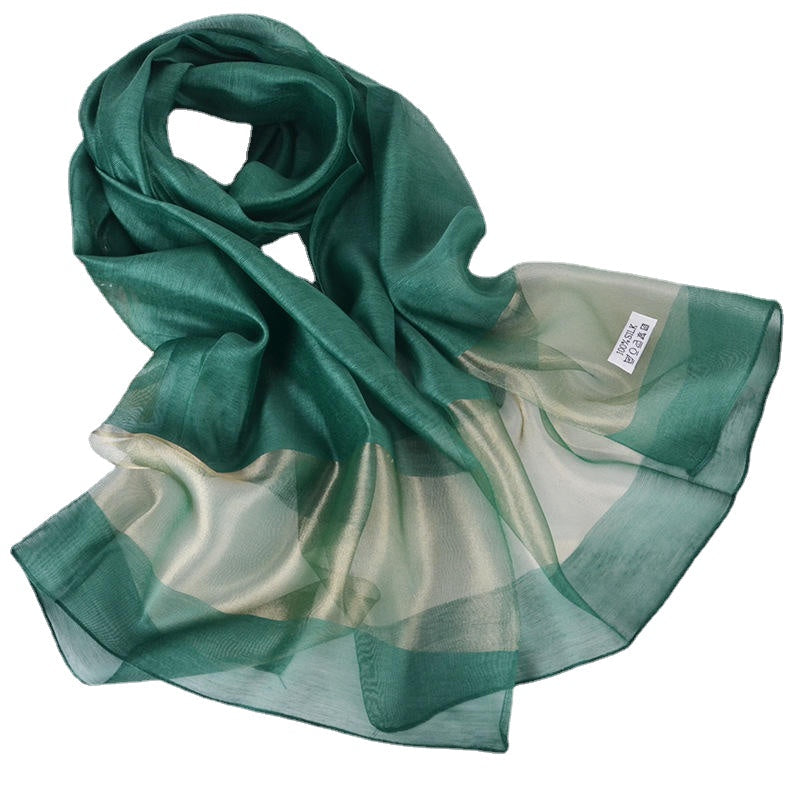 Women Soft Silk Satin Scarves Solid Color Long Sunscreen Beach Towel Shawl