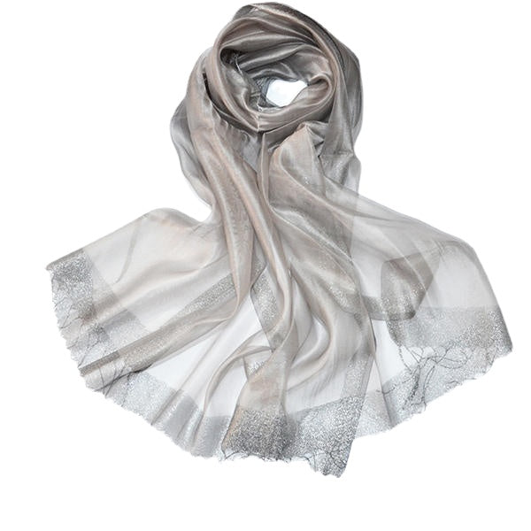 Women Soft Silk Satin Scarves Solid Color Long Sunscreen Beach Towel Shawl