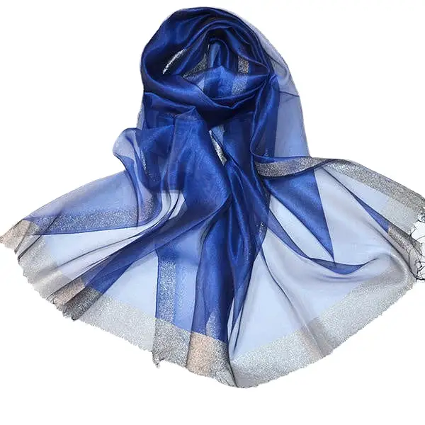 Women Soft Silk Satin Scarves Solid Color Long Sunscreen Beach Towel Shawl