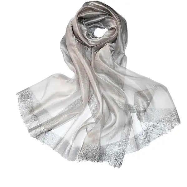 Women Soft Silk Satin Scarves Solid Color Long Sunscreen Beach Towel Shawl