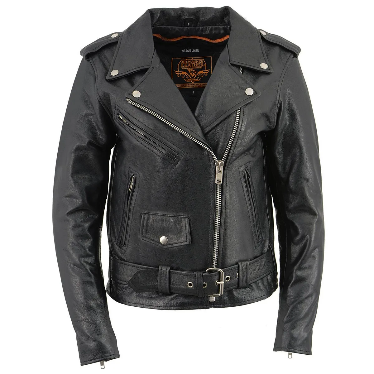 Women's Classic Black Leather Motorcycle Riders Jacket