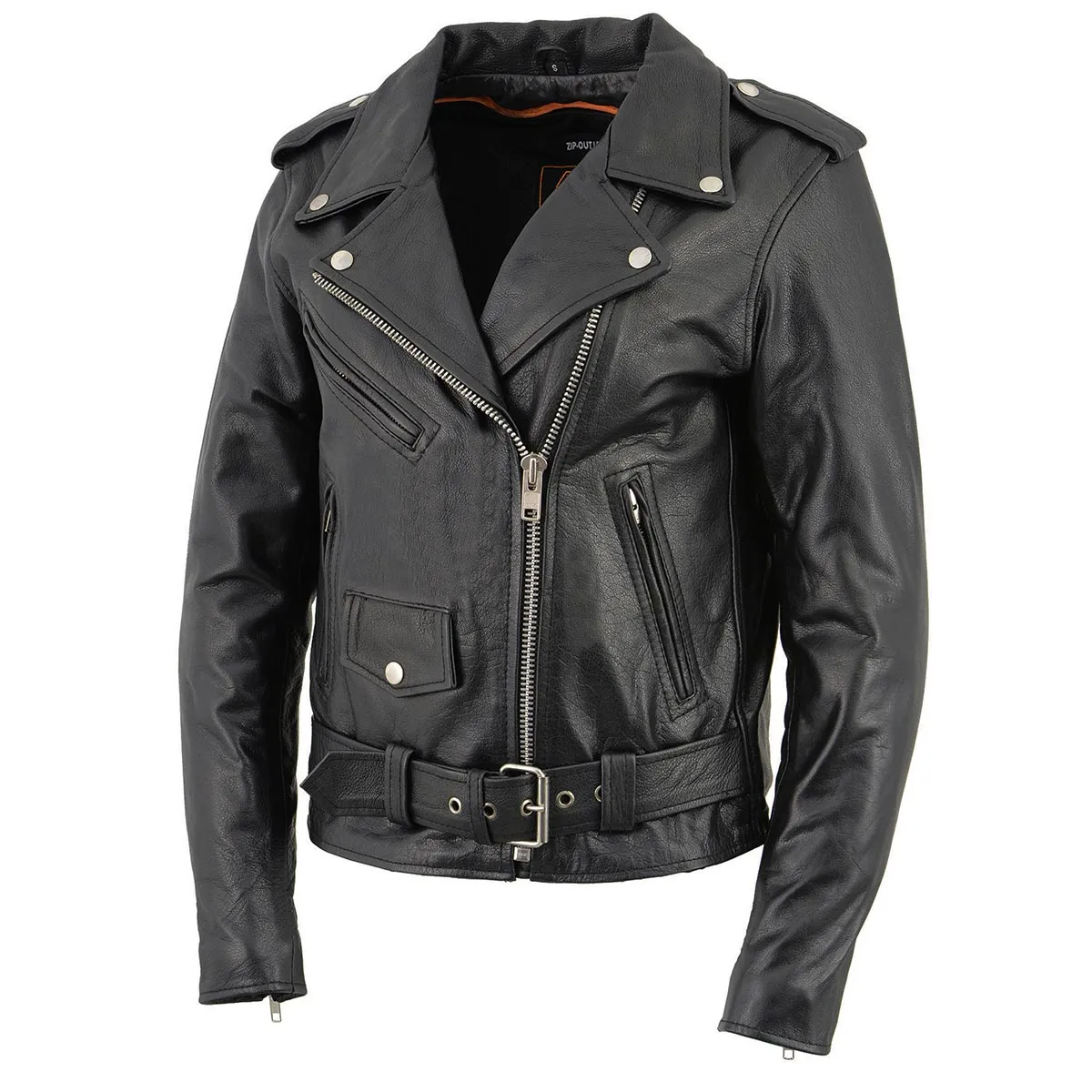 Women's Classic Black Leather Motorcycle Riders Jacket