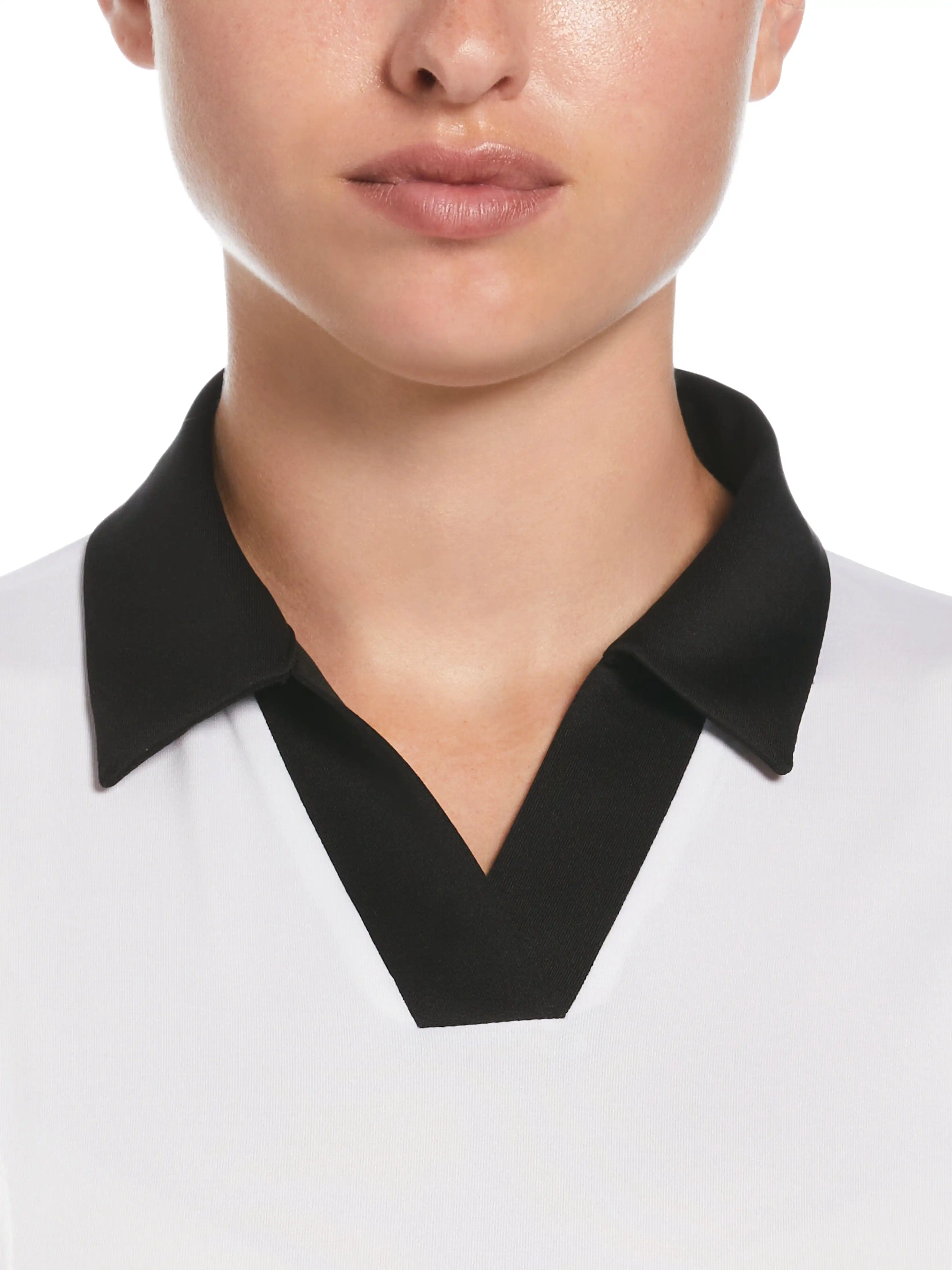 Womens Color Block V-Placket Golf Polo