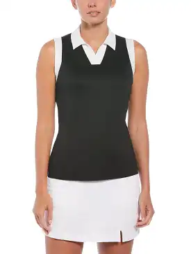 Womens Color Block V-Placket Golf Polo