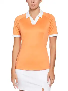 Womens Color Block V-Placket Golf Polo