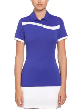 Womens Swing Tech Asymmetrical Color Block Golf Polo