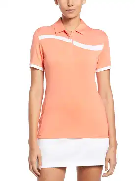 Womens Swing Tech Asymmetrical Color Block Golf Polo