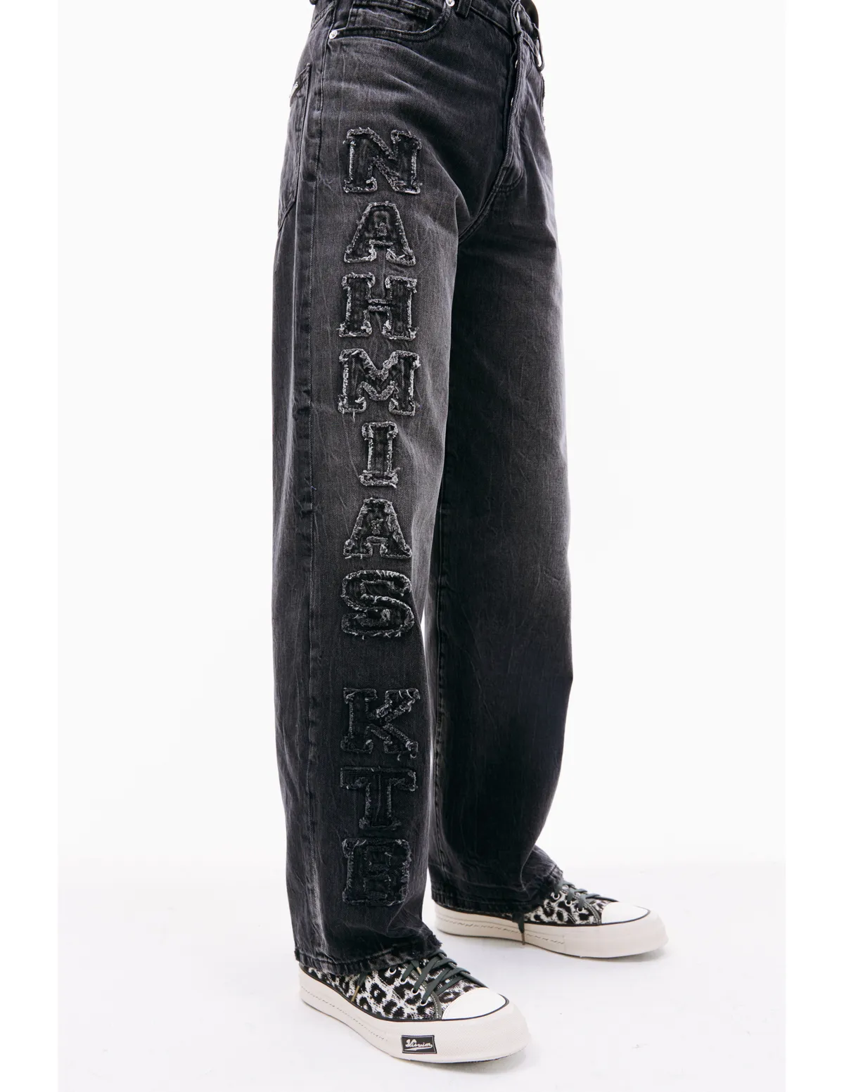 x Kodak Logo-patch Wide Leg Jeans - Black